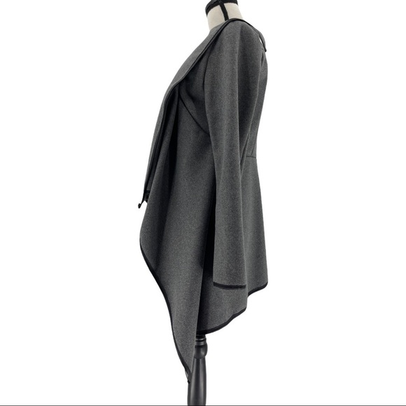 Womens Gray Open Front Waterfall High Low Jacket M - Picture 3 of 4